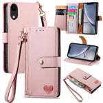 Capa de Telefone em Pele com Cordão e Fecho de Zíper Love, Para iPhone 11, Para iPhone 11 Pro, Para iPhone X / XS, Para iPhone XR, Para iPhone XS Max, Para iPhone 7 Plus / 8 Plus, Para iPhone 6 Plus / 6s Plus, Para iPhone 6 / 6s
