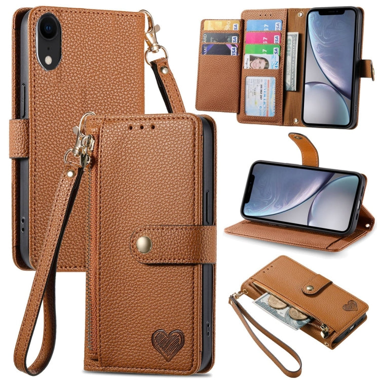 Capa de Telefone em Pele com Cordão e Fecho de Zíper Love, Para iPhone 11, Para iPhone 11 Pro, Para iPhone X / XS, Para iPhone XR, Para iPhone XS Max, Para iPhone 7 Plus / 8 Plus, Para iPhone 6 Plus / 6s Plus, Para iPhone 6 / 6s