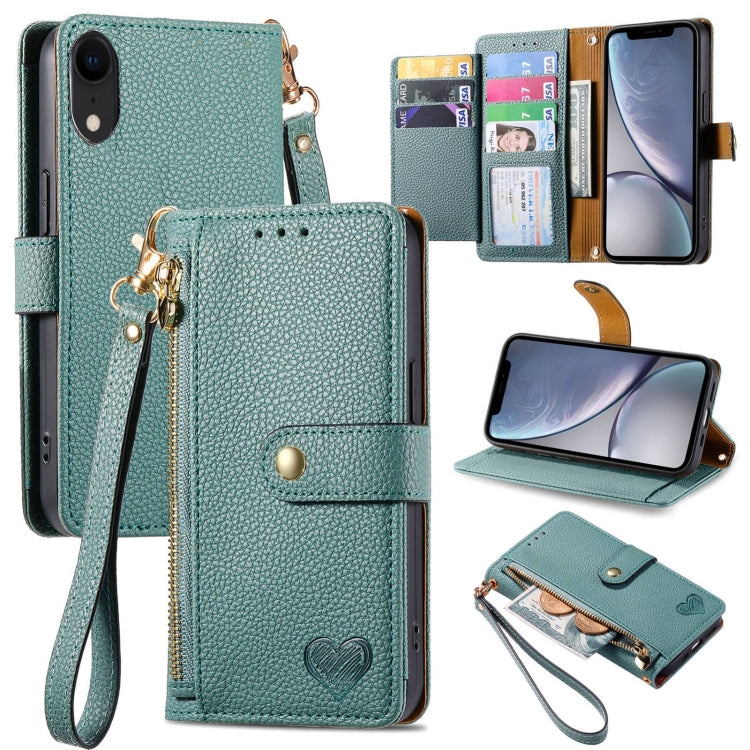 Capa de Telefone em Pele com Cordão e Fecho de Zíper Love, Para iPhone 11, Para iPhone 11 Pro, Para iPhone X / XS, Para iPhone XR, Para iPhone XS Max, Para iPhone 7 Plus / 8 Plus, Para iPhone 6 Plus / 6s Plus, Para iPhone 6 / 6s