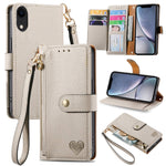 Capa de Telefone em Pele com Cordão e Fecho de Zíper Love, Para iPhone 11, Para iPhone 11 Pro, Para iPhone X / XS, Para iPhone XR, Para iPhone XS Max, Para iPhone 7 Plus / 8 Plus, Para iPhone 6 Plus / 6s Plus, Para iPhone 6 / 6s