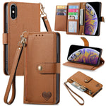 Capa de Telefone em Pele com Cordão e Fecho de Zíper Love, Para iPhone 11, Para iPhone 11 Pro, Para iPhone X / XS, Para iPhone XR, Para iPhone XS Max, Para iPhone 7 Plus / 8 Plus, Para iPhone 6 Plus / 6s Plus, Para iPhone 6 / 6s