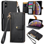 Capa de Telefone em Pele com Cordão e Fecho de Zíper Love, Para iPhone 11, Para iPhone 11 Pro, Para iPhone X / XS, Para iPhone XR, Para iPhone XS Max, Para iPhone 7 Plus / 8 Plus, Para iPhone 6 Plus / 6s Plus, Para iPhone 6 / 6s