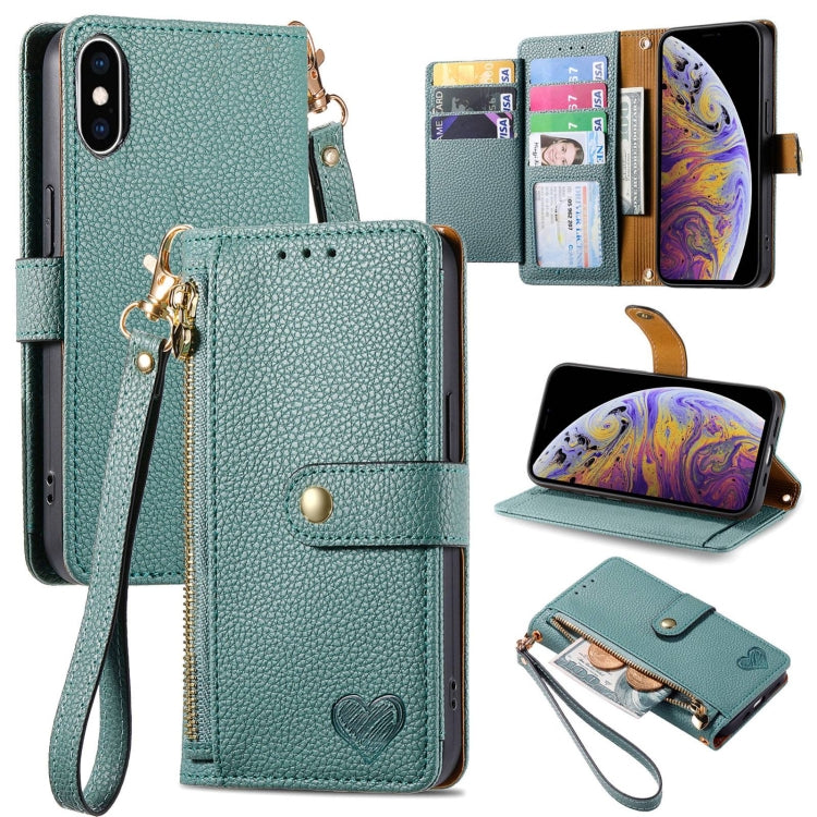 Capa de Telefone em Pele com Cordão e Fecho de Zíper Love, Para iPhone 11, Para iPhone 11 Pro, Para iPhone X / XS, Para iPhone XR, Para iPhone XS Max, Para iPhone 7 Plus / 8 Plus, Para iPhone 6 Plus / 6s Plus, Para iPhone 6 / 6s