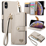 Capa de Telefone em Pele com Cordão e Fecho de Zíper Love, Para iPhone 11, Para iPhone 11 Pro, Para iPhone X / XS, Para iPhone XR, Para iPhone XS Max, Para iPhone 7 Plus / 8 Plus, Para iPhone 6 Plus / 6s Plus, Para iPhone 6 / 6s