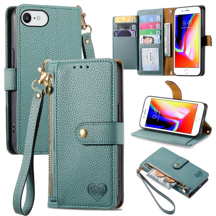 Capa de Telefone em Pele com Cordão e Fecho de Zíper Love, Para iPhone 14 Pro Max, Para iPhone 7 / 8 / SE 2022, Para iPhone 13 Pro Max, Para iPhone 13 Pro, Para iPhone 13, Para iPhone 12 / 12 Pro, Para iPhone 12 Pro Max, Para iPhone 11 Pro Max