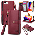 Capa de Telefone em Pele com Cordão e Fecho de Zíper Love, Para iPhone 14 Pro Max, Para iPhone 7 / 8 / SE 2022, Para iPhone 13 Pro Max, Para iPhone 13 Pro, Para iPhone 13, Para iPhone 12 / 12 Pro, Para iPhone 12 Pro Max, Para iPhone 11 Pro Max