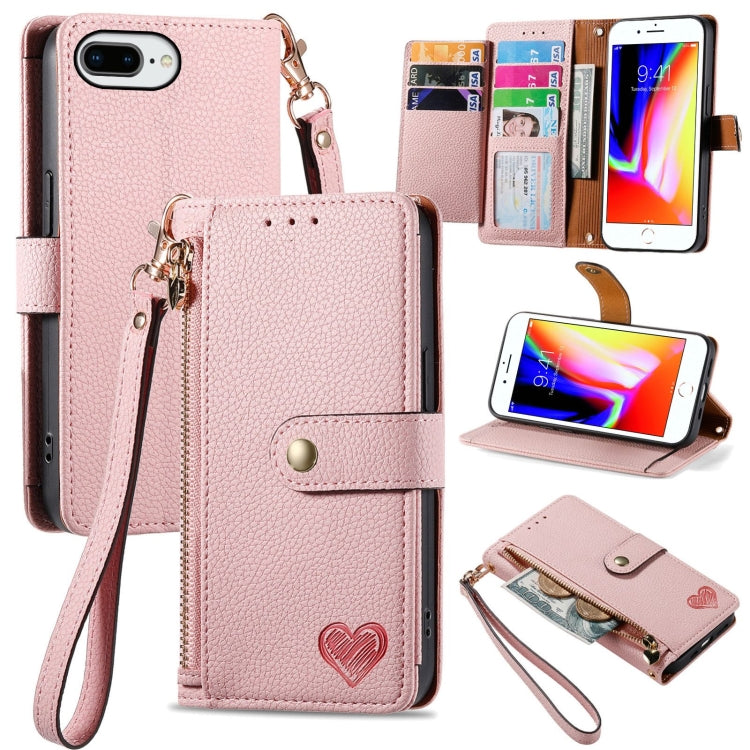 Capa de Telefone em Pele com Cordão e Fecho de Zíper Love, Para iPhone 11, Para iPhone 11 Pro, Para iPhone X / XS, Para iPhone XR, Para iPhone XS Max, Para iPhone 7 Plus / 8 Plus, Para iPhone 6 Plus / 6s Plus, Para iPhone 6 / 6s