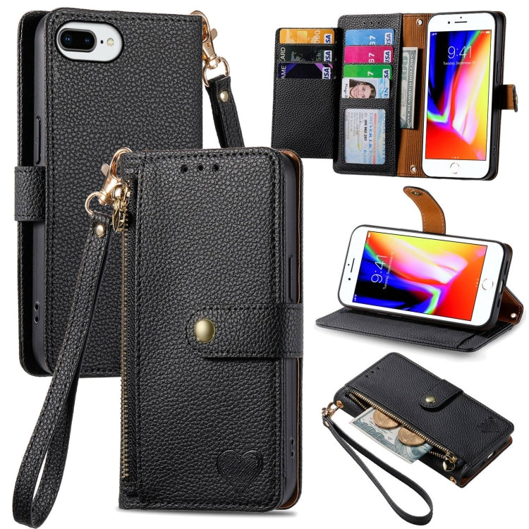 Capa de Telefone em Pele com Cordão e Fecho de Zíper Love, Para iPhone 11, Para iPhone 11 Pro, Para iPhone X / XS, Para iPhone XR, Para iPhone XS Max, Para iPhone 7 Plus / 8 Plus, Para iPhone 6 Plus / 6s Plus, Para iPhone 6 / 6s