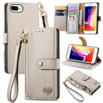 Capa de Telefone em Pele com Cordão e Fecho de Zíper Love, Para iPhone 11, Para iPhone 11 Pro, Para iPhone X / XS, Para iPhone XR, Para iPhone XS Max, Para iPhone 7 Plus / 8 Plus, Para iPhone 6 Plus / 6s Plus, Para iPhone 6 / 6s