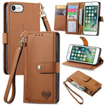 Capa de Telefone em Pele com Cordão e Fecho de Zíper Love, Para iPhone 11, Para iPhone 11 Pro, Para iPhone X / XS, Para iPhone XR, Para iPhone XS Max, Para iPhone 7 Plus / 8 Plus, Para iPhone 6 Plus / 6s Plus, Para iPhone 6 / 6s