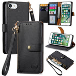 Capa de Telefone em Pele com Cordão e Fecho de Zíper Love, Para iPhone 11, Para iPhone 11 Pro, Para iPhone X / XS, Para iPhone XR, Para iPhone XS Max, Para iPhone 7 Plus / 8 Plus, Para iPhone 6 Plus / 6s Plus, Para iPhone 6 / 6s