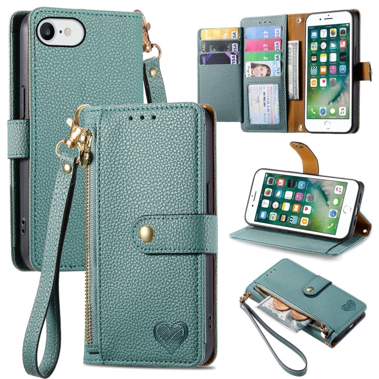 Capa de Telefone em Pele com Cordão e Fecho de Zíper Love, Para iPhone 11, Para iPhone 11 Pro, Para iPhone X / XS, Para iPhone XR, Para iPhone XS Max, Para iPhone 7 Plus / 8 Plus, Para iPhone 6 Plus / 6s Plus, Para iPhone 6 / 6s
