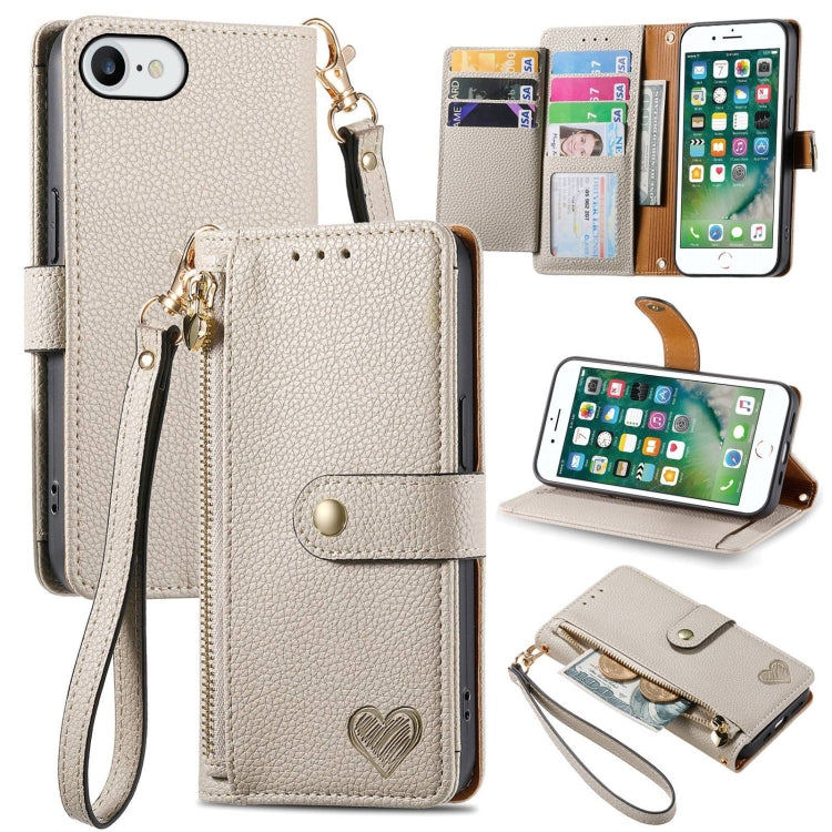 Capa de Telefone em Pele com Cordão e Fecho de Zíper Love, Para iPhone 11, Para iPhone 11 Pro, Para iPhone X / XS, Para iPhone XR, Para iPhone XS Max, Para iPhone 7 Plus / 8 Plus, Para iPhone 6 Plus / 6s Plus, Para iPhone 6 / 6s
