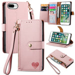 Capa de Telefone em Pele com Cordão e Fecho de Zíper Love, Para iPhone 11, Para iPhone 11 Pro, Para iPhone X / XS, Para iPhone XR, Para iPhone XS Max, Para iPhone 7 Plus / 8 Plus, Para iPhone 6 Plus / 6s Plus, Para iPhone 6 / 6s