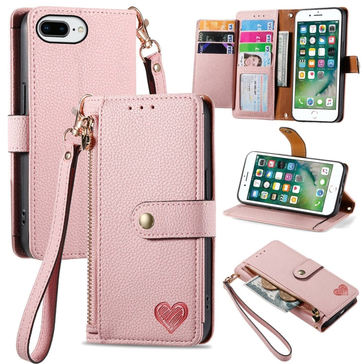 Capa de Telefone em Pele com Cordão e Fecho de Zíper Love, Para iPhone 11, Para iPhone 11 Pro, Para iPhone X / XS, Para iPhone XR, Para iPhone XS Max, Para iPhone 7 Plus / 8 Plus, Para iPhone 6 Plus / 6s Plus, Para iPhone 6 / 6s