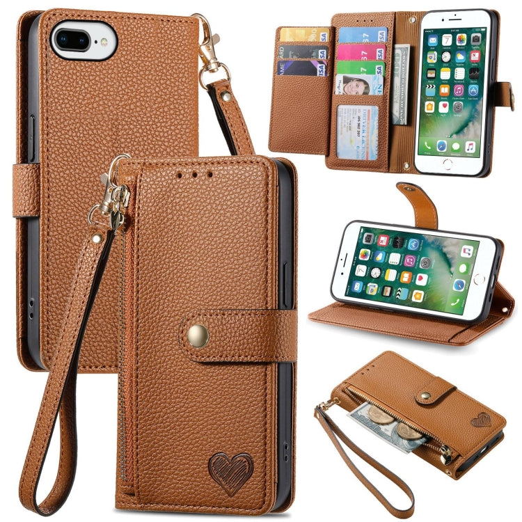 Capa de Telefone em Pele com Cordão e Fecho de Zíper Love, Para iPhone 11, Para iPhone 11 Pro, Para iPhone X / XS, Para iPhone XR, Para iPhone XS Max, Para iPhone 7 Plus / 8 Plus, Para iPhone 6 Plus / 6s Plus, Para iPhone 6 / 6s