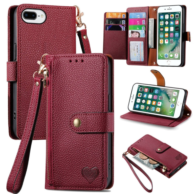 Capa de Telefone em Pele com Cordão e Fecho de Zíper Love, Para iPhone 11, Para iPhone 11 Pro, Para iPhone X / XS, Para iPhone XR, Para iPhone XS Max, Para iPhone 7 Plus / 8 Plus, Para iPhone 6 Plus / 6s Plus, Para iPhone 6 / 6s