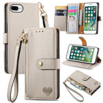 Capa de Telefone em Pele com Cordão e Fecho de Zíper Love, Para iPhone 11, Para iPhone 11 Pro, Para iPhone X / XS, Para iPhone XR, Para iPhone XS Max, Para iPhone 7 Plus / 8 Plus, Para iPhone 6 Plus / 6s Plus, Para iPhone 6 / 6s