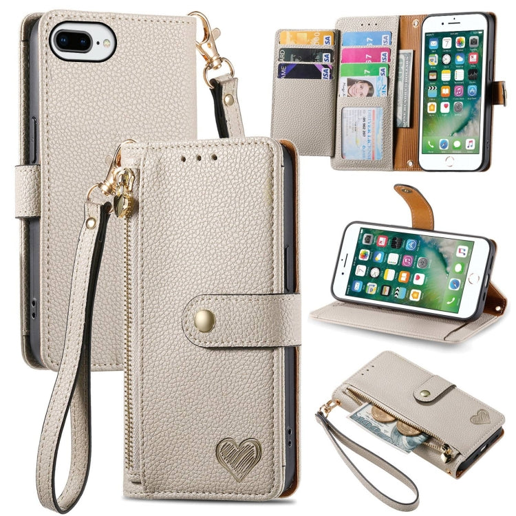 Capa de Telefone em Pele com Cordão e Fecho de Zíper Love, Para iPhone 11, Para iPhone 11 Pro, Para iPhone X / XS, Para iPhone XR, Para iPhone XS Max, Para iPhone 7 Plus / 8 Plus, Para iPhone 6 Plus / 6s Plus, Para iPhone 6 / 6s