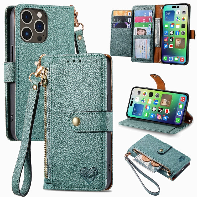 Capa de Telefone em Pele com Cordão e Fecho de Correr Love, Para iPhone 17e / 16e, Para iPhone 17 Pro Max, Para iPhone 17 Pro, Para iPhone 17, Para iPhone Air, Para iPhone 16 Pro Max, Para iPhone 16 Pro, Para iPhone 16 Plus