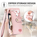Capa de Telefone em Pele com Cordão e Fecho de Correr Love, Para iPhone 17e / 16e, Para iPhone 17 Pro Max, Para iPhone 17 Pro, Para iPhone 17, Para iPhone Air, Para iPhone 16 Pro Max, Para iPhone 16 Pro, Para iPhone 16 Plus