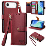 Capa de Telefone em Pele com Cordão e Fecho de Correr Love, Para iPhone 17e / 16e, Para iPhone 17 Pro Max, Para iPhone 17 Pro, Para iPhone 17, Para iPhone Air, Para iPhone 16 Pro Max, Para iPhone 16 Pro, Para iPhone 16 Plus