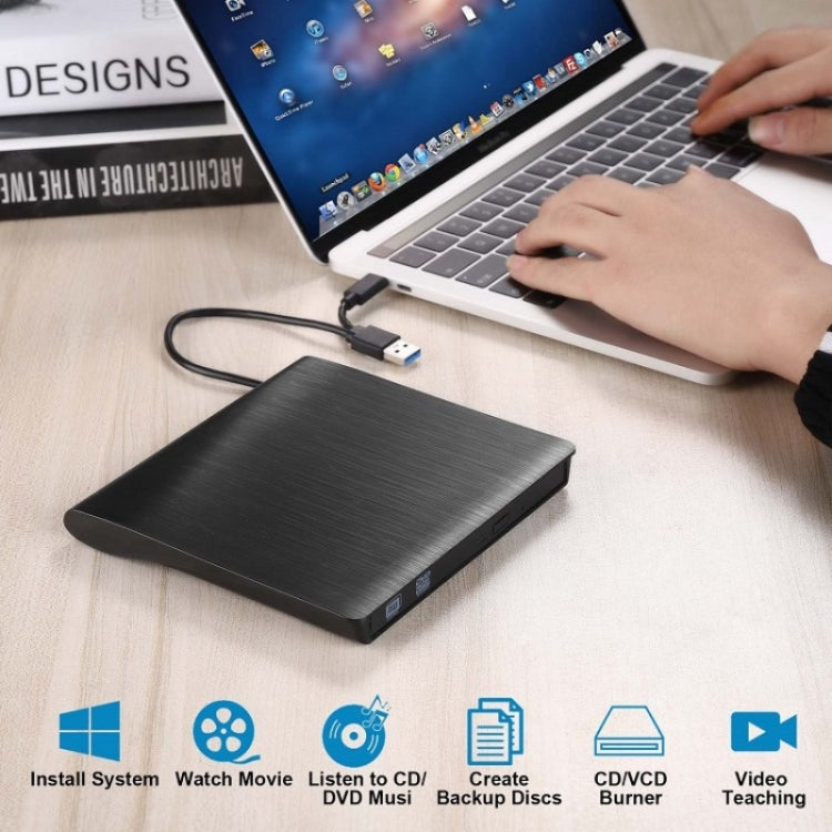 Leitor de CD Portátil Externo USB 3.0 para Notebook e Desktop BT638, Gravador de CD-RW Óptico, BT638
