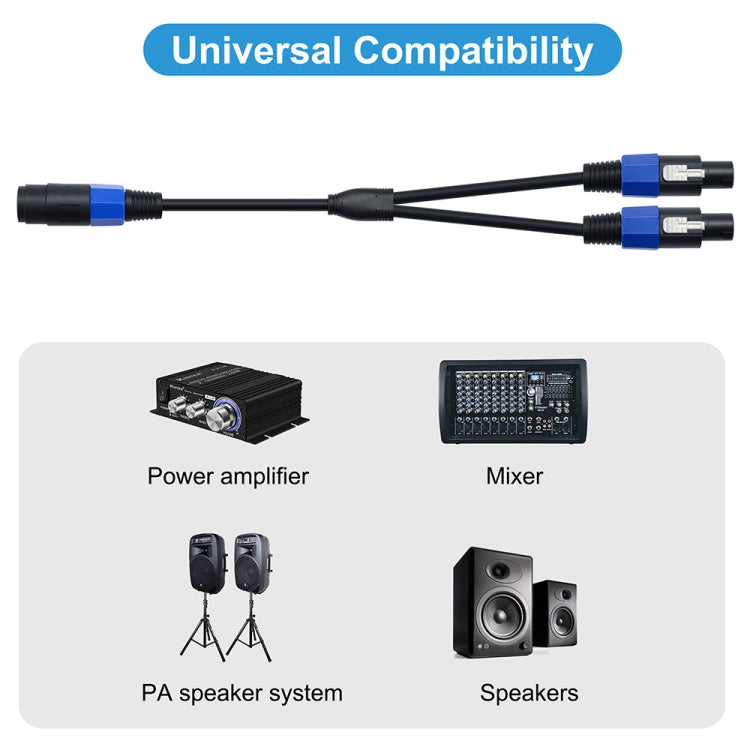 Cabo Adaptador de Áudio JUNSUNMAY Speakon Fêmea para Speakon Macho 2 em 1, Comprimento: 50cm