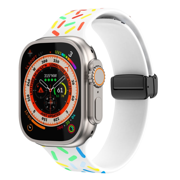 Rainbow Dots Silicone Magnetic Black Buckle Watch Band, For Apple Watch Ultra 49mm, For Apple Watch 8 41mm, For Apple Watch 8 45mm, For Apple Watch SE 2022 40mm