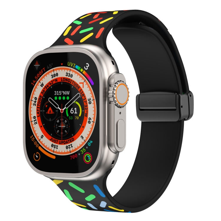 Rainbow Dots Silicone Magnetic Black Buckle Watch Band, For Apple Watch SE 2022 44mm, For Apple Watch 7 41mm, For Apple Watch 7 45mm, For Apple Watch SE 40mm