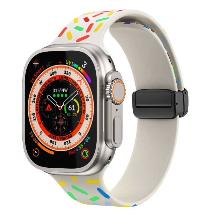 Rainbow Dots Silicone Magnetic Black Buckle Watch Band, For Apple Watch SE 2022 44mm, For Apple Watch 7 41mm, For Apple Watch 7 45mm, For Apple Watch SE 40mm