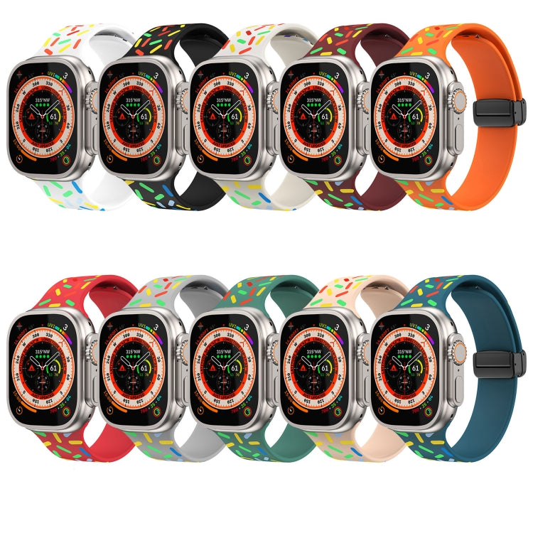 Rainbow Dots Silicone Magnetic Black Buckle Watch Band, For Apple Watch SE 2022 44mm, For Apple Watch 7 41mm, For Apple Watch 7 45mm, For Apple Watch SE 40mm