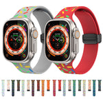 Rainbow Dots Silicone Magnetic Black Buckle Watch Band, For Apple Watch SE 2022 44mm, For Apple Watch 7 41mm, For Apple Watch 7 45mm, For Apple Watch SE 40mm