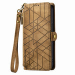 Capa de Telemóvel em Pele com Fecho Lateral e Carteira com Zíper Geométrico, Para iPhone 11, Para iPhone 11 Pro, Para iPhone X / XS, Para iPhone XR, Para iPhone XS Max, Para iPhone 7 Plus / 8 Plus, Para iPhone 6 Plus / 6s Plus, Para iPhone 6 / 6s