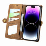 Capa de Telemóvel em Pele com Fecho Lateral e Carteira com Zíper Geométrico, Para iPhone 11, Para iPhone 11 Pro, Para iPhone X / XS, Para iPhone XR, Para iPhone XS Max, Para iPhone 7 Plus / 8 Plus, Para iPhone 6 Plus / 6s Plus, Para iPhone 6 / 6s