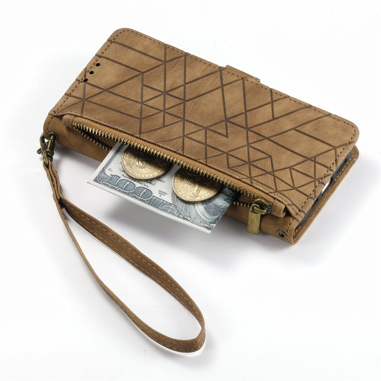Capa de Telemóvel em Pele com Fecho Lateral e Carteira com Zíper Geométrico, Para iPhone 11, Para iPhone 11 Pro, Para iPhone X / XS, Para iPhone XR, Para iPhone XS Max, Para iPhone 7 Plus / 8 Plus, Para iPhone 6 Plus / 6s Plus, Para iPhone 6 / 6s