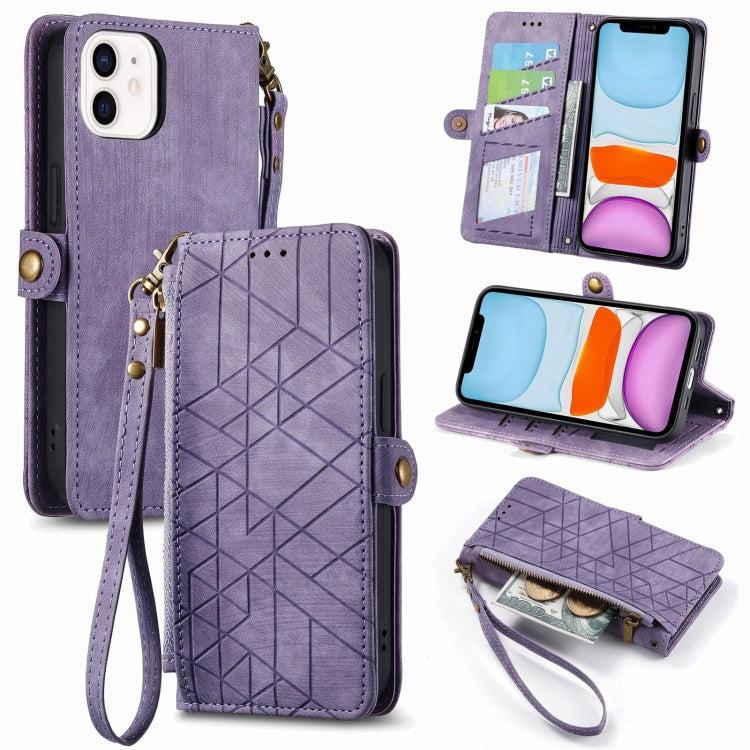 Capa de Telemóvel em Pele com Fecho Lateral e Carteira com Zíper Geométrico, Para iPhone 11, Para iPhone 11 Pro, Para iPhone X / XS, Para iPhone XR, Para iPhone XS Max, Para iPhone 7 Plus / 8 Plus, Para iPhone 6 Plus / 6s Plus, Para iPhone 6 / 6s