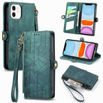 Capa de Telemóvel em Pele com Fecho Lateral e Carteira com Zíper Geométrico, Para iPhone 11, Para iPhone 11 Pro, Para iPhone X / XS, Para iPhone XR, Para iPhone XS Max, Para iPhone 7 Plus / 8 Plus, Para iPhone 6 Plus / 6s Plus, Para iPhone 6 / 6s