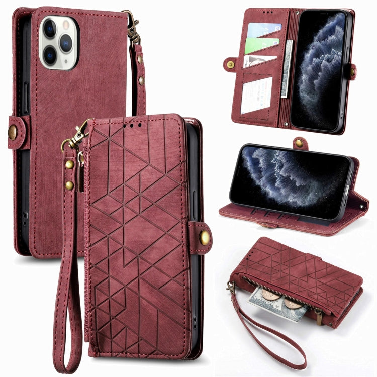 Capa de Telemóvel em Pele com Fecho Lateral e Carteira com Zíper Geométrico, Para iPhone 11, Para iPhone 11 Pro, Para iPhone X / XS, Para iPhone XR, Para iPhone XS Max, Para iPhone 7 Plus / 8 Plus, Para iPhone 6 Plus / 6s Plus, Para iPhone 6 / 6s