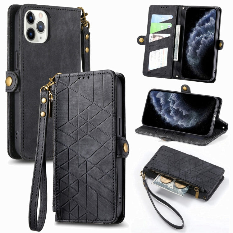 Capa de Telemóvel em Pele com Fecho Lateral e Carteira com Zíper Geométrico, Para iPhone 11, Para iPhone 11 Pro, Para iPhone X / XS, Para iPhone XR, Para iPhone XS Max, Para iPhone 7 Plus / 8 Plus, Para iPhone 6 Plus / 6s Plus, Para iPhone 6 / 6s