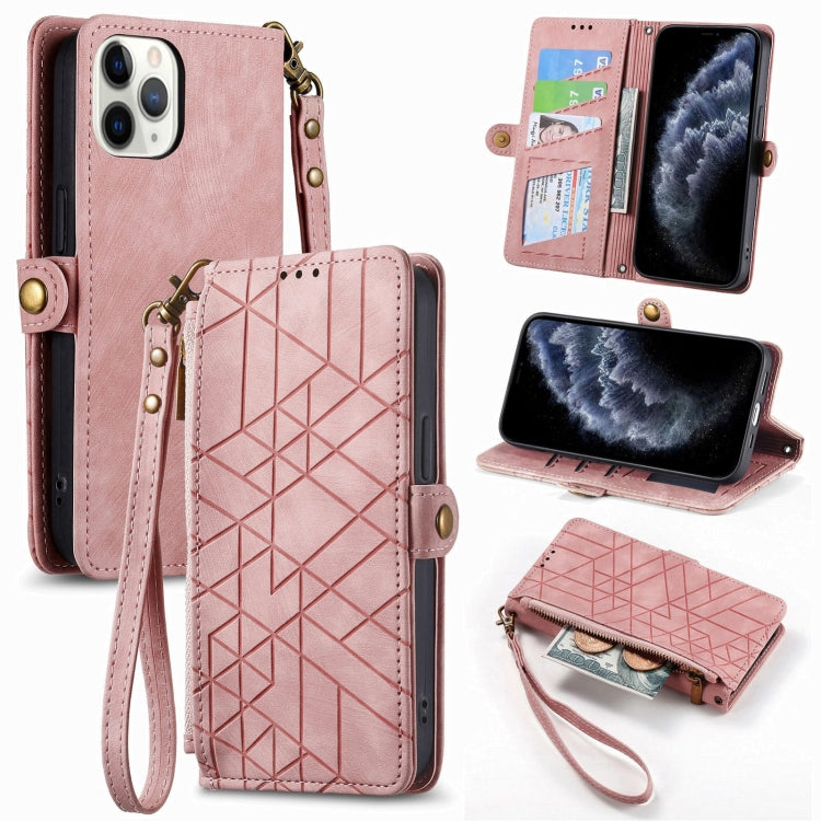 Capa de Telemóvel em Pele com Fecho Lateral e Carteira com Zíper Geométrico, Para iPhone 11, Para iPhone 11 Pro, Para iPhone X / XS, Para iPhone XR, Para iPhone XS Max, Para iPhone 7 Plus / 8 Plus, Para iPhone 6 Plus / 6s Plus, Para iPhone 6 / 6s