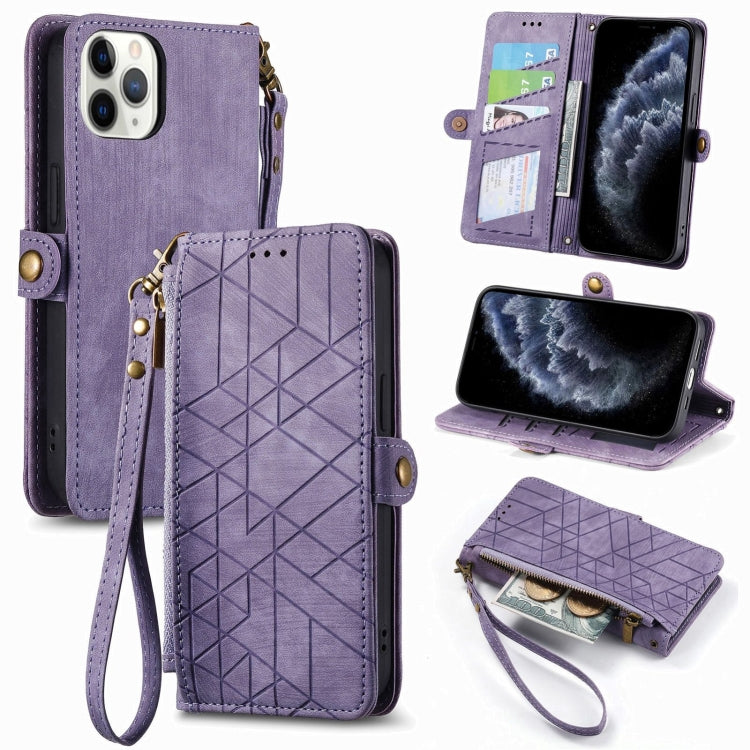 Capa de Telemóvel em Pele com Fecho Lateral e Carteira com Zíper Geométrico, Para iPhone 11, Para iPhone 11 Pro, Para iPhone X / XS, Para iPhone XR, Para iPhone XS Max, Para iPhone 7 Plus / 8 Plus, Para iPhone 6 Plus / 6s Plus, Para iPhone 6 / 6s