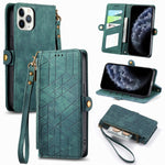 Capa de Telemóvel em Pele com Fecho Lateral e Carteira com Zíper Geométrico, Para iPhone 11, Para iPhone 11 Pro, Para iPhone X / XS, Para iPhone XR, Para iPhone XS Max, Para iPhone 7 Plus / 8 Plus, Para iPhone 6 Plus / 6s Plus, Para iPhone 6 / 6s