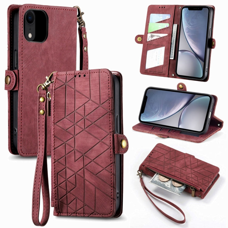 Capa de Telemóvel em Pele com Fecho Lateral e Carteira com Zíper Geométrico, Para iPhone 11, Para iPhone 11 Pro, Para iPhone X / XS, Para iPhone XR, Para iPhone XS Max, Para iPhone 7 Plus / 8 Plus, Para iPhone 6 Plus / 6s Plus, Para iPhone 6 / 6s