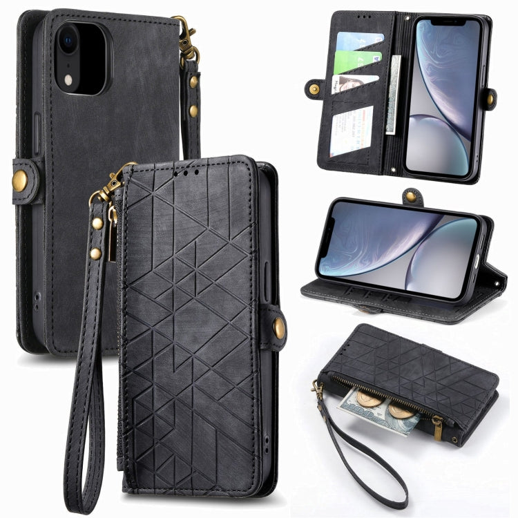 Capa de Telemóvel em Pele com Fecho Lateral e Carteira com Zíper Geométrico, Para iPhone 11, Para iPhone 11 Pro, Para iPhone X / XS, Para iPhone XR, Para iPhone XS Max, Para iPhone 7 Plus / 8 Plus, Para iPhone 6 Plus / 6s Plus, Para iPhone 6 / 6s
