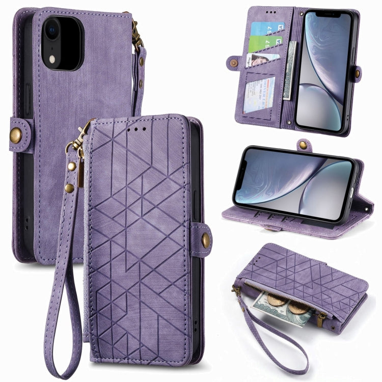 Capa de Telemóvel em Pele com Fecho Lateral e Carteira com Zíper Geométrico, Para iPhone 11, Para iPhone 11 Pro, Para iPhone X / XS, Para iPhone XR, Para iPhone XS Max, Para iPhone 7 Plus / 8 Plus, Para iPhone 6 Plus / 6s Plus, Para iPhone 6 / 6s