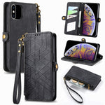 Capa de Telemóvel em Pele com Fecho Lateral e Carteira com Zíper Geométrico, Para iPhone 11, Para iPhone 11 Pro, Para iPhone X / XS, Para iPhone XR, Para iPhone XS Max, Para iPhone 7 Plus / 8 Plus, Para iPhone 6 Plus / 6s Plus, Para iPhone 6 / 6s