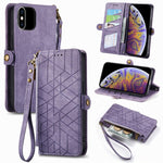 Capa de Telemóvel em Pele com Fecho Lateral e Carteira com Zíper Geométrico, Para iPhone 11, Para iPhone 11 Pro, Para iPhone X / XS, Para iPhone XR, Para iPhone XS Max, Para iPhone 7 Plus / 8 Plus, Para iPhone 6 Plus / 6s Plus, Para iPhone 6 / 6s
