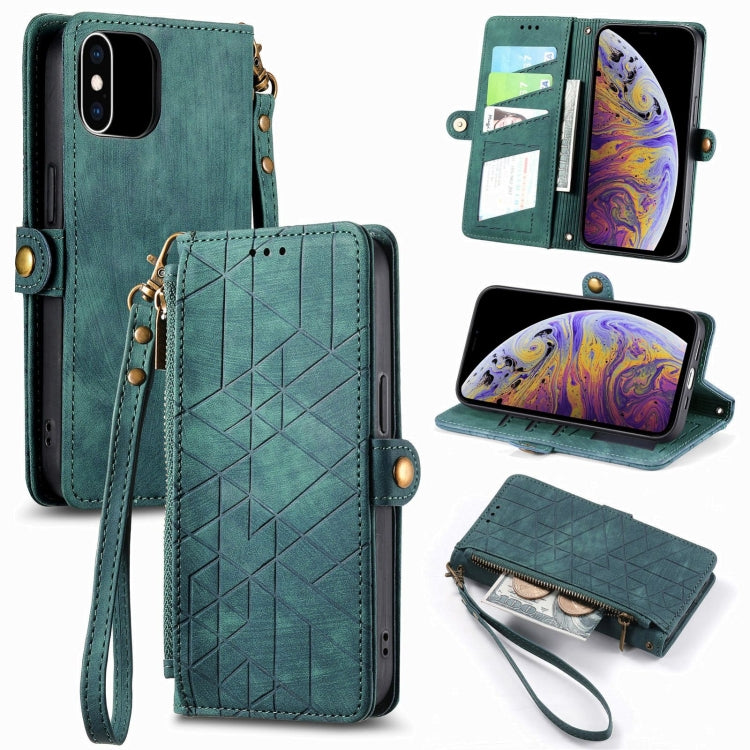 Capa de Telemóvel em Pele com Fecho Lateral e Carteira com Zíper Geométrico, Para iPhone 11, Para iPhone 11 Pro, Para iPhone X / XS, Para iPhone XR, Para iPhone XS Max, Para iPhone 7 Plus / 8 Plus, Para iPhone 6 Plus / 6s Plus, Para iPhone 6 / 6s