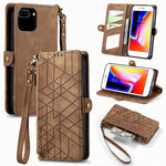 Capa de Telemóvel em Pele com Fecho Lateral e Carteira com Zíper Geométrico, Para iPhone 11, Para iPhone 11 Pro, Para iPhone X / XS, Para iPhone XR, Para iPhone XS Max, Para iPhone 7 Plus / 8 Plus, Para iPhone 6 Plus / 6s Plus, Para iPhone 6 / 6s